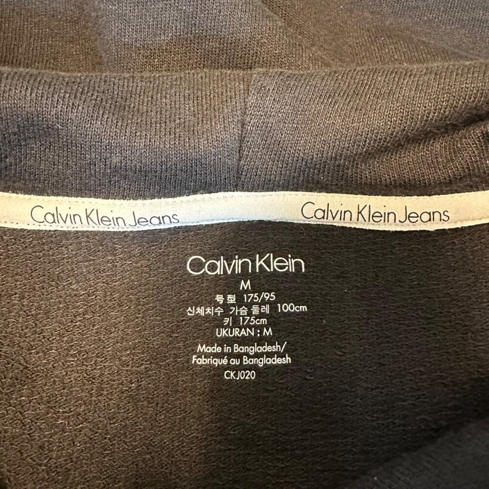 Calvin Klein Jeans Womens Black Hoodie W/ White Logo Hem Size M - Picture 6 of 10